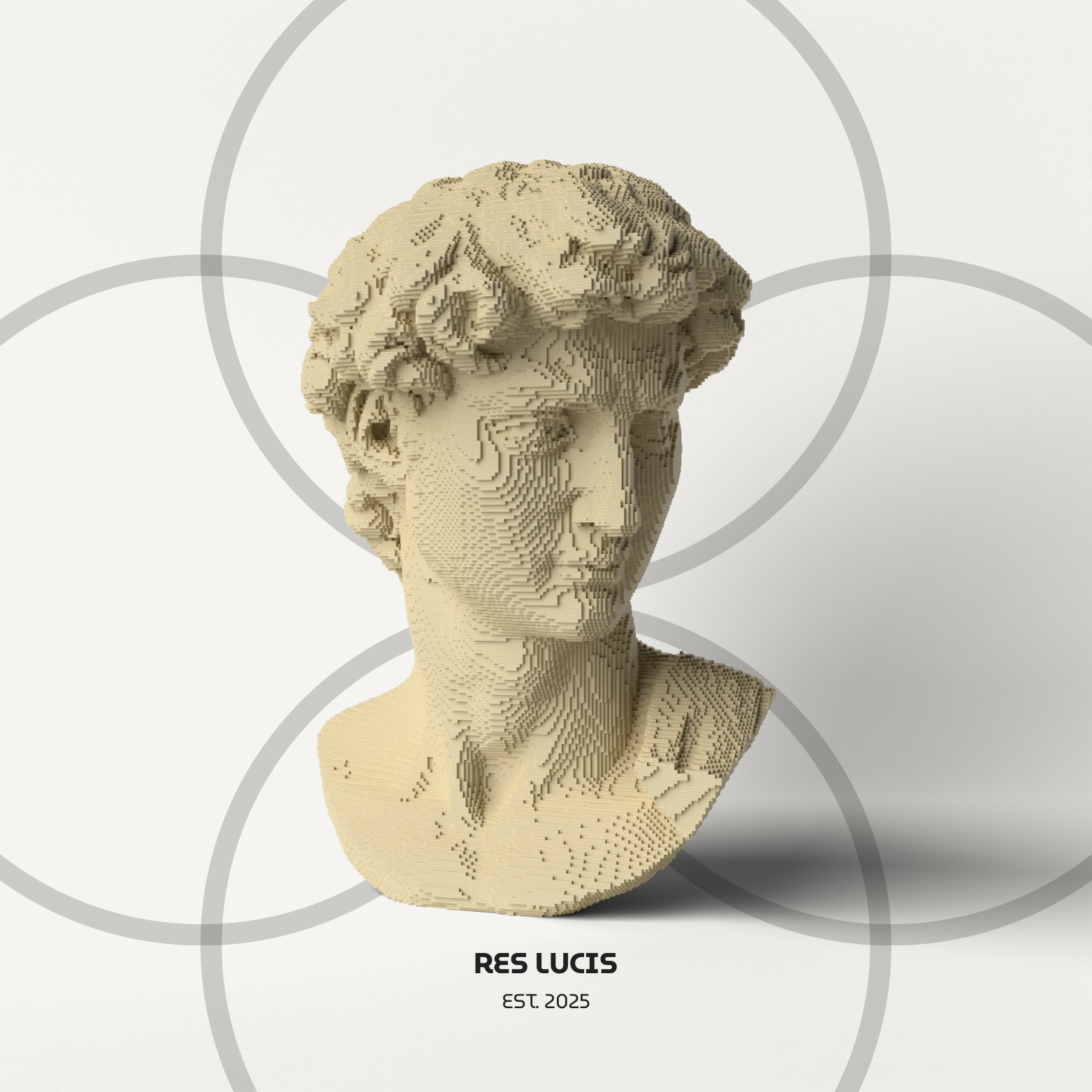 David Voxel Desert Tan, una statua di design POP in stile a cubetti detti voxel (Pixel 3D) 