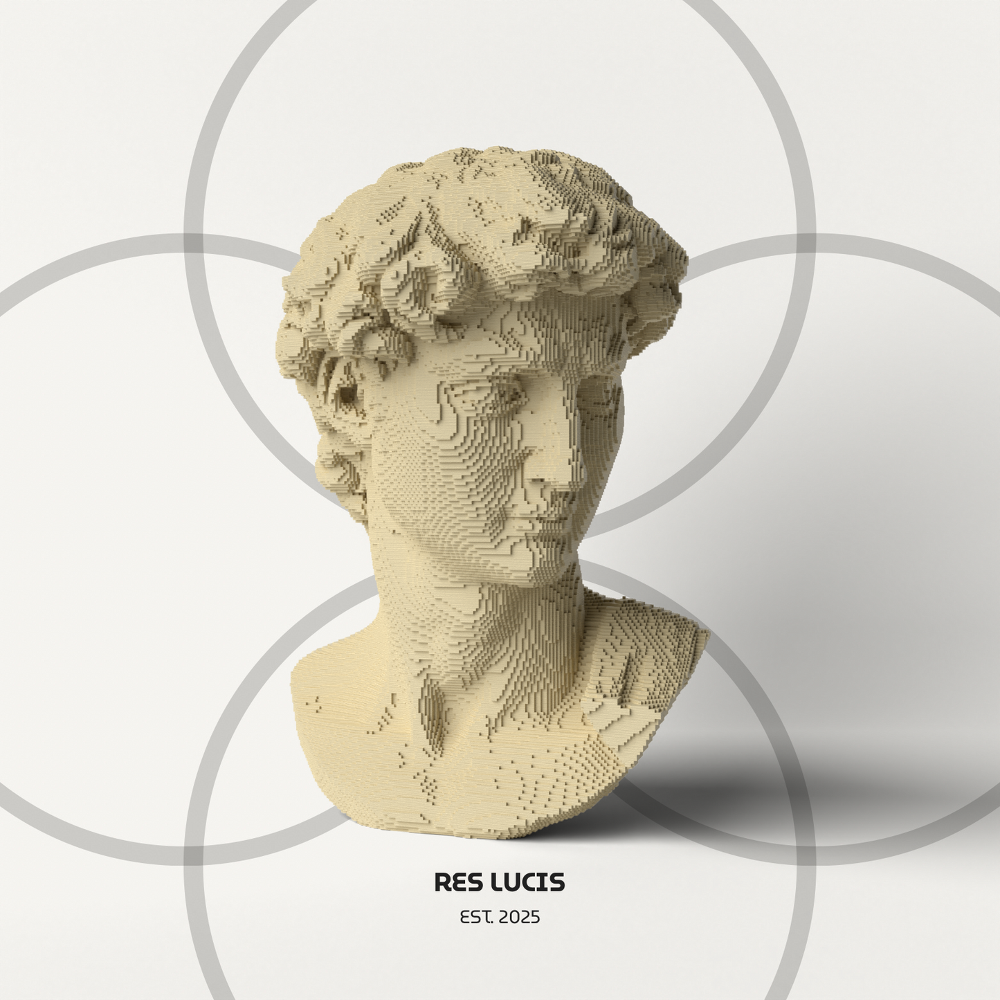 David Voxel Desert Tan, una statua di design POP in stile a cubetti detti voxel (Pixel 3D) 